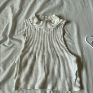 Aeropostale Ribbed White Tank Top